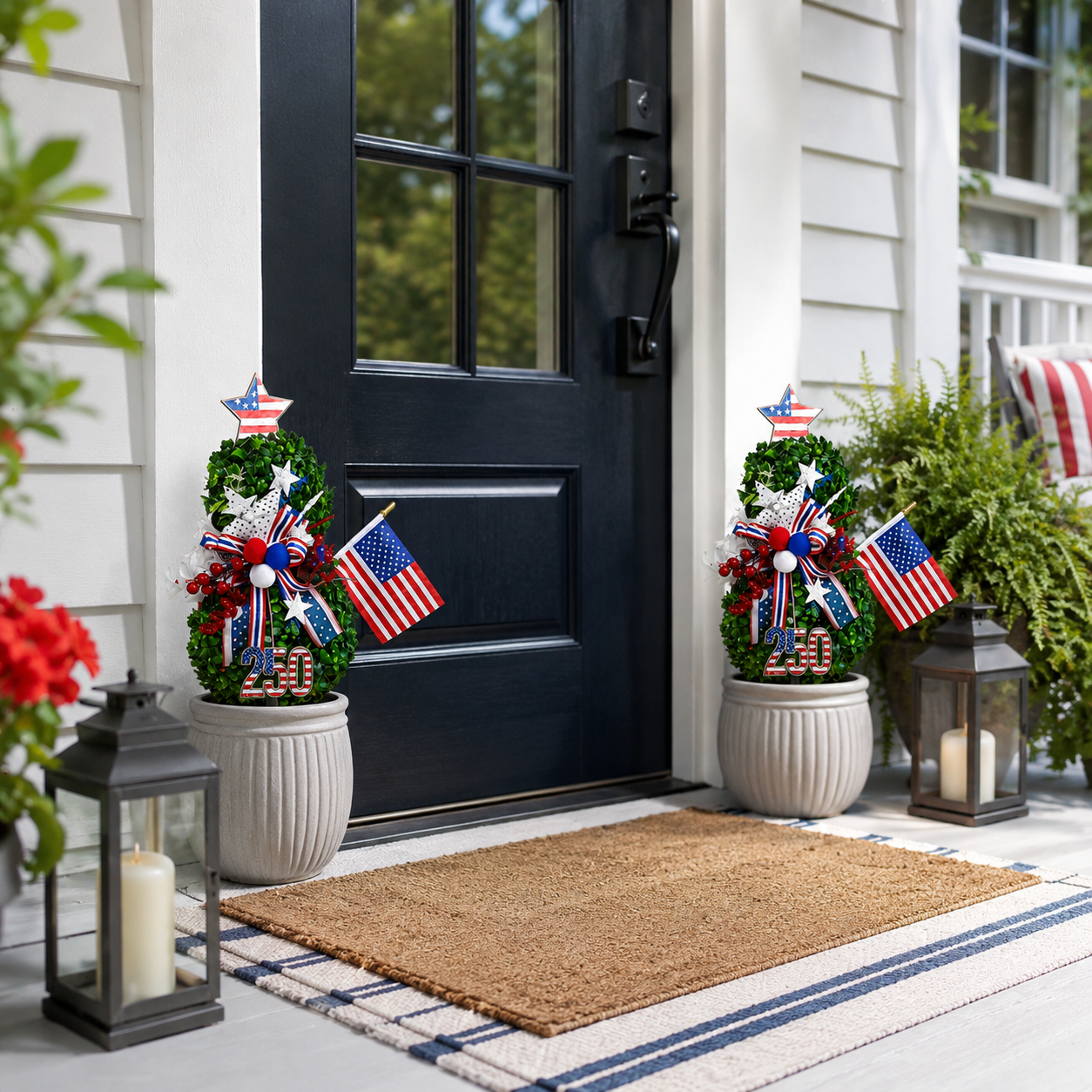 4th of July Patriotic Artificial Topiary Garden Stake