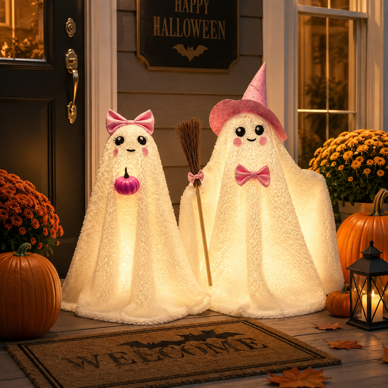 Lighted Plush Ghost Halloween Decorations