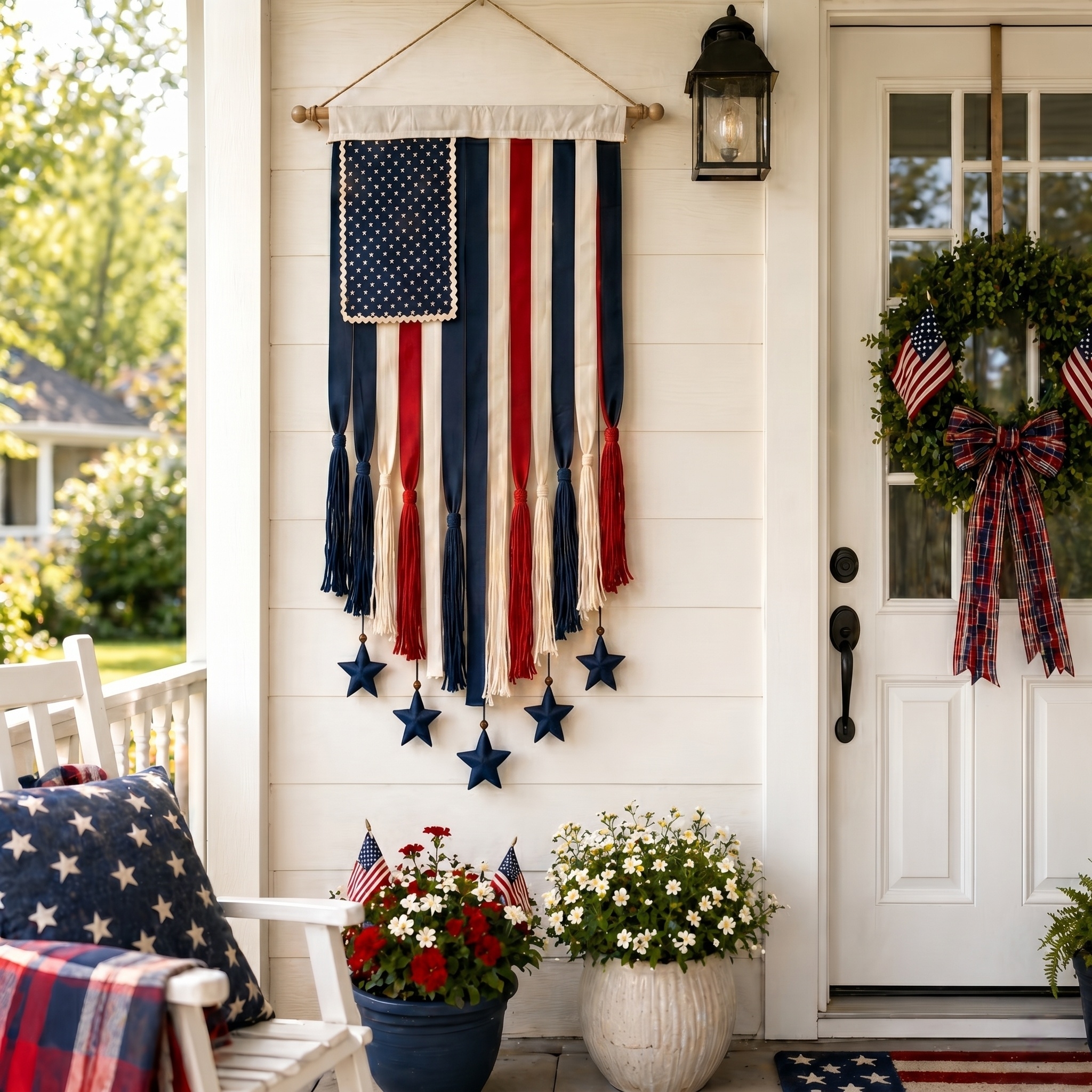 4 x 2.3 Ft Lighted Patriotic American Flag Wall Hanging