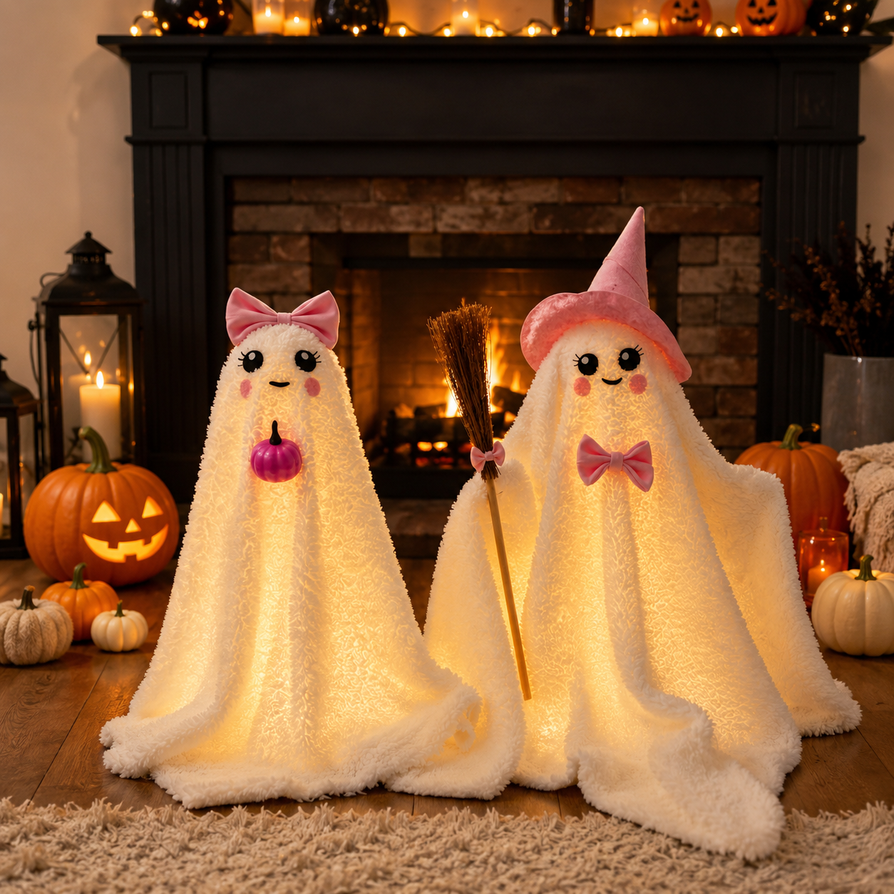 Lighted Plush Ghost Halloween Decorations