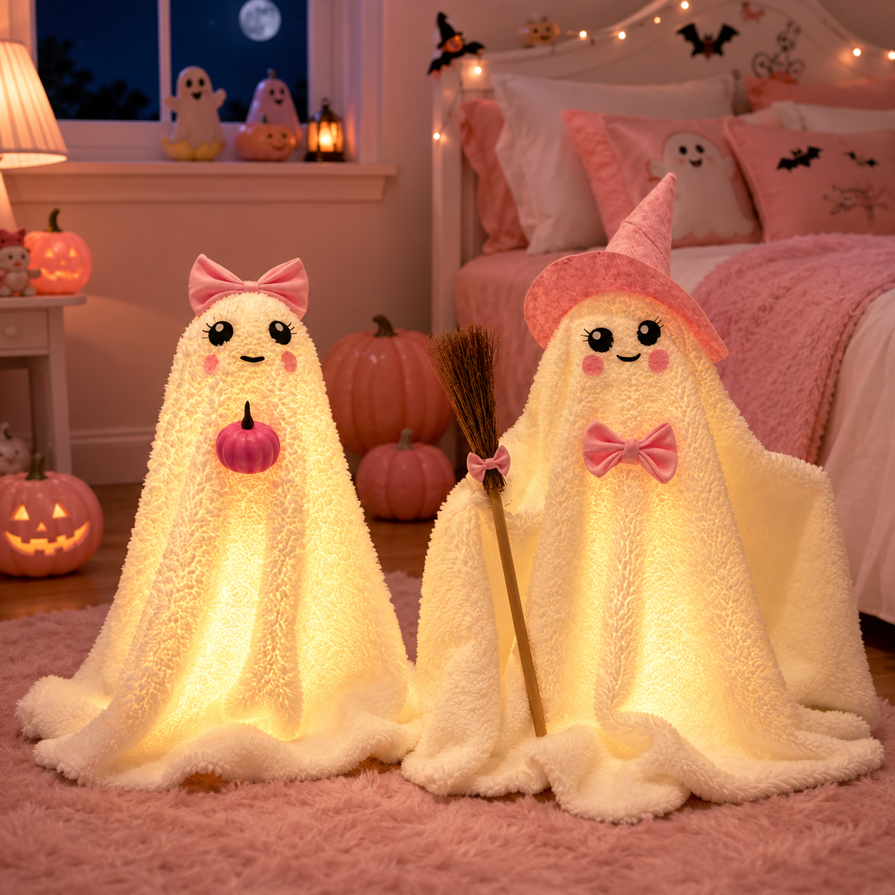 Lighted Plush Ghost Halloween Decorations