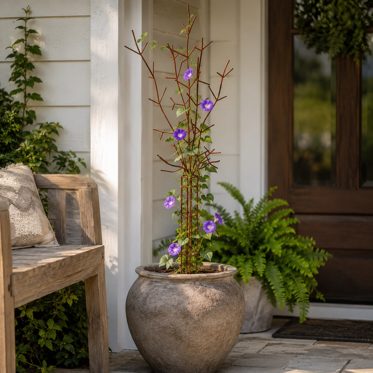 Rustic Wrought Iron Branch Garden Trellis