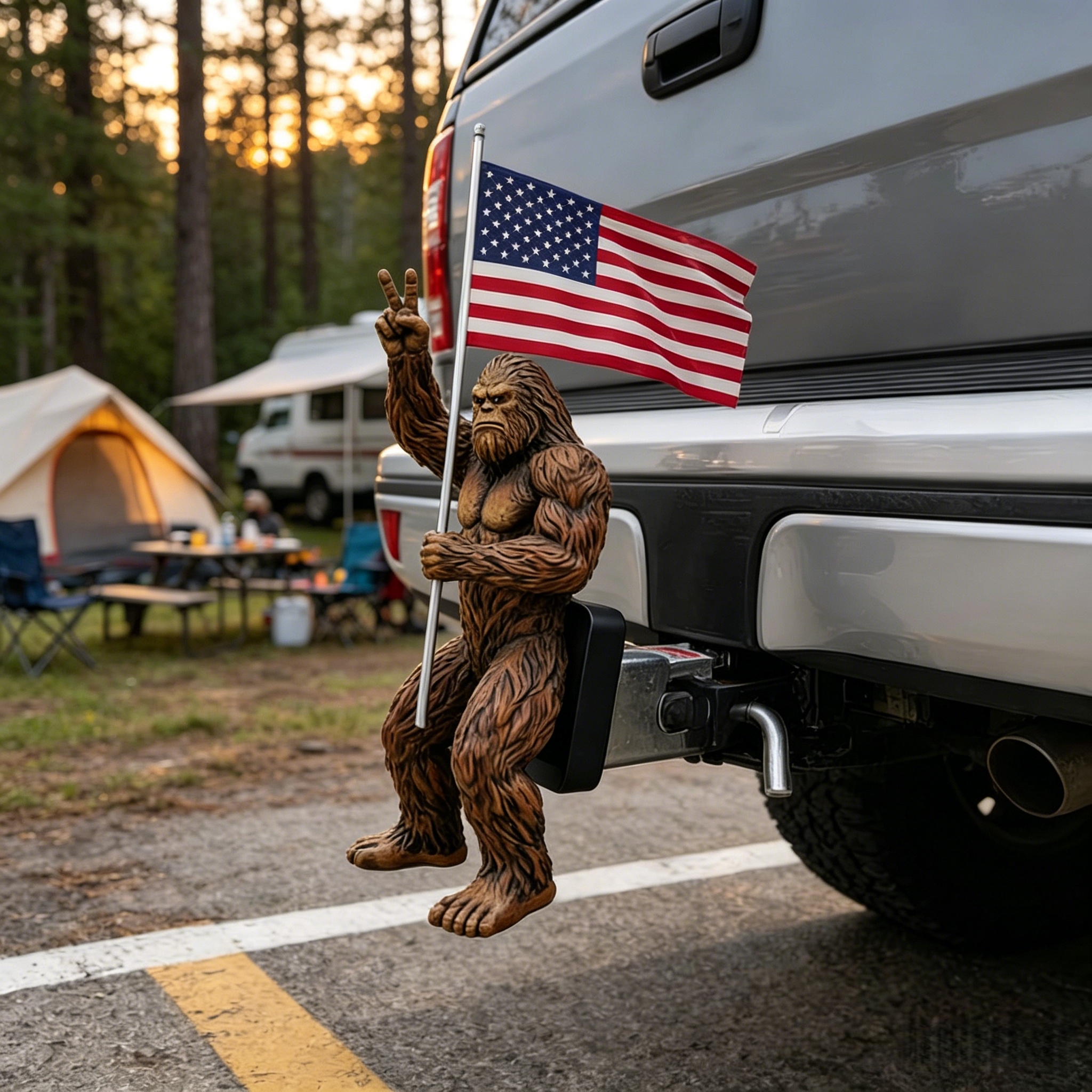 Bigfoot American Flag Hitch Cover