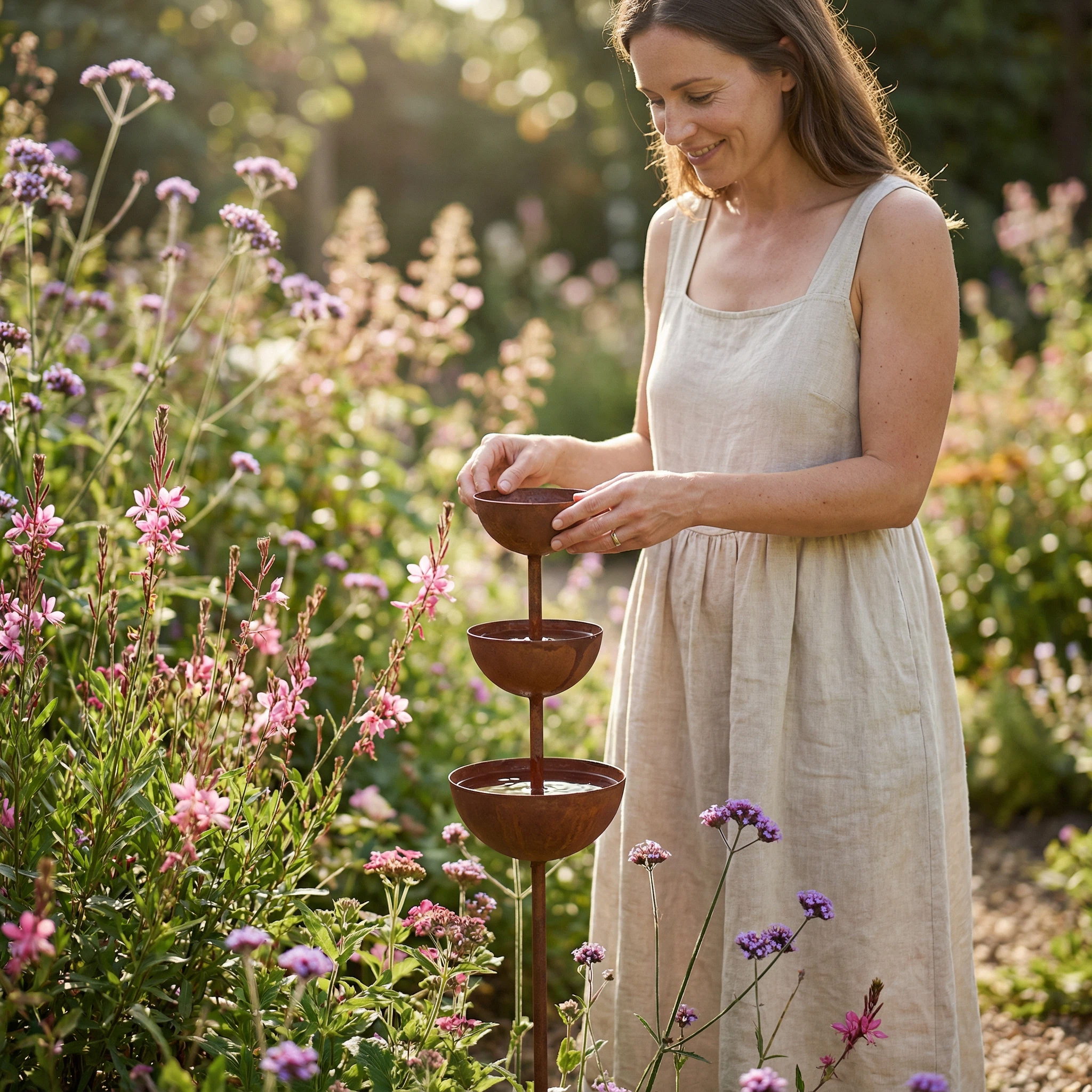 Vintage Iron 3-Tier Garden Bird Bath & Pollinator Water Station Stake