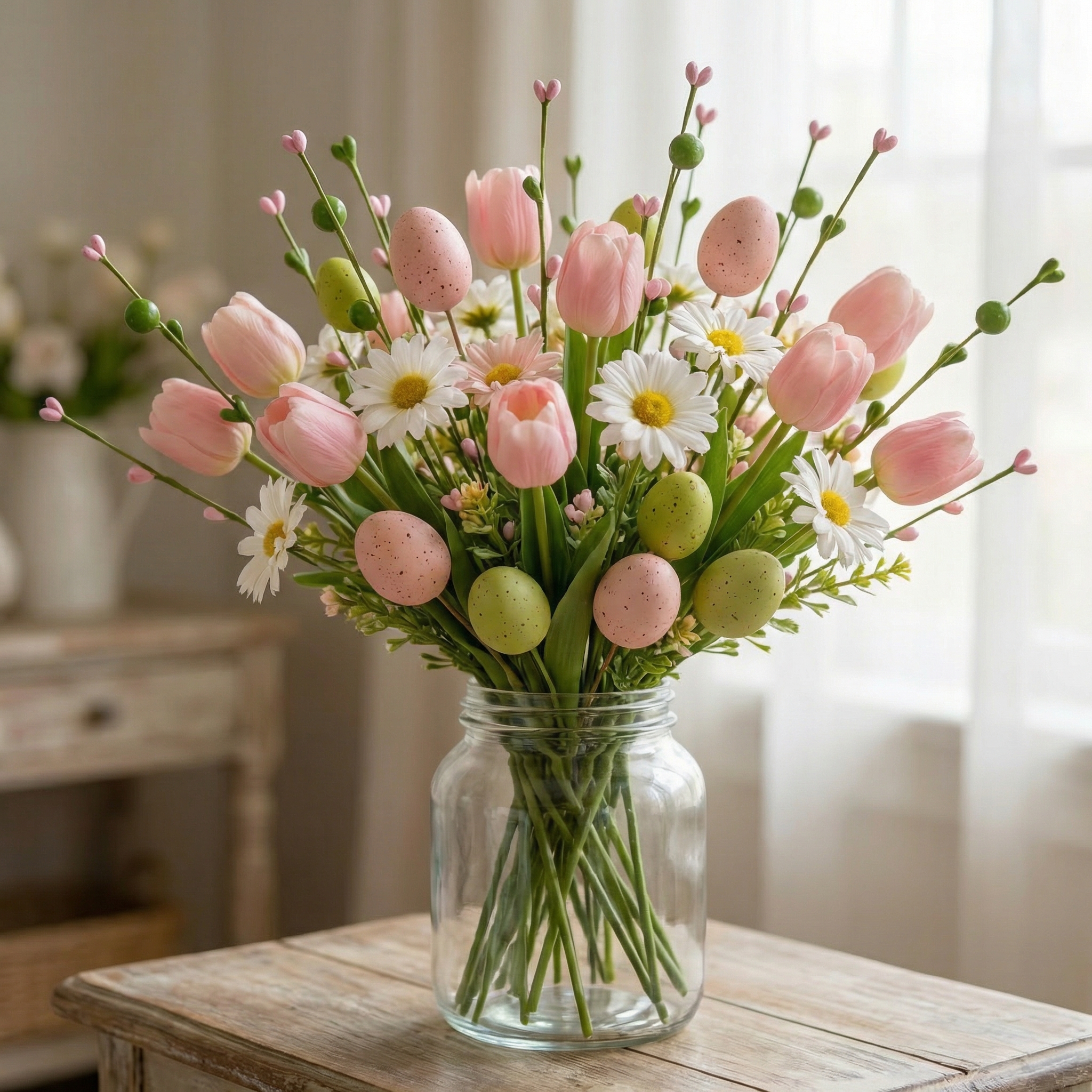 5 Bunches of Artificial Easter Egg Branches – Pastel Berry & Bud Stems for Spring Bouquet, Vase Filler & Easter Table Centerpiece Decor