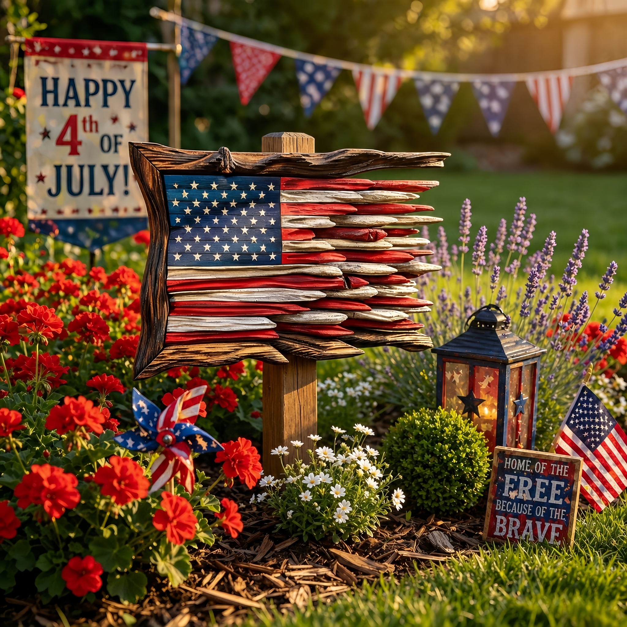 Handcrafted 3D Wooden American Flag Wall Decor