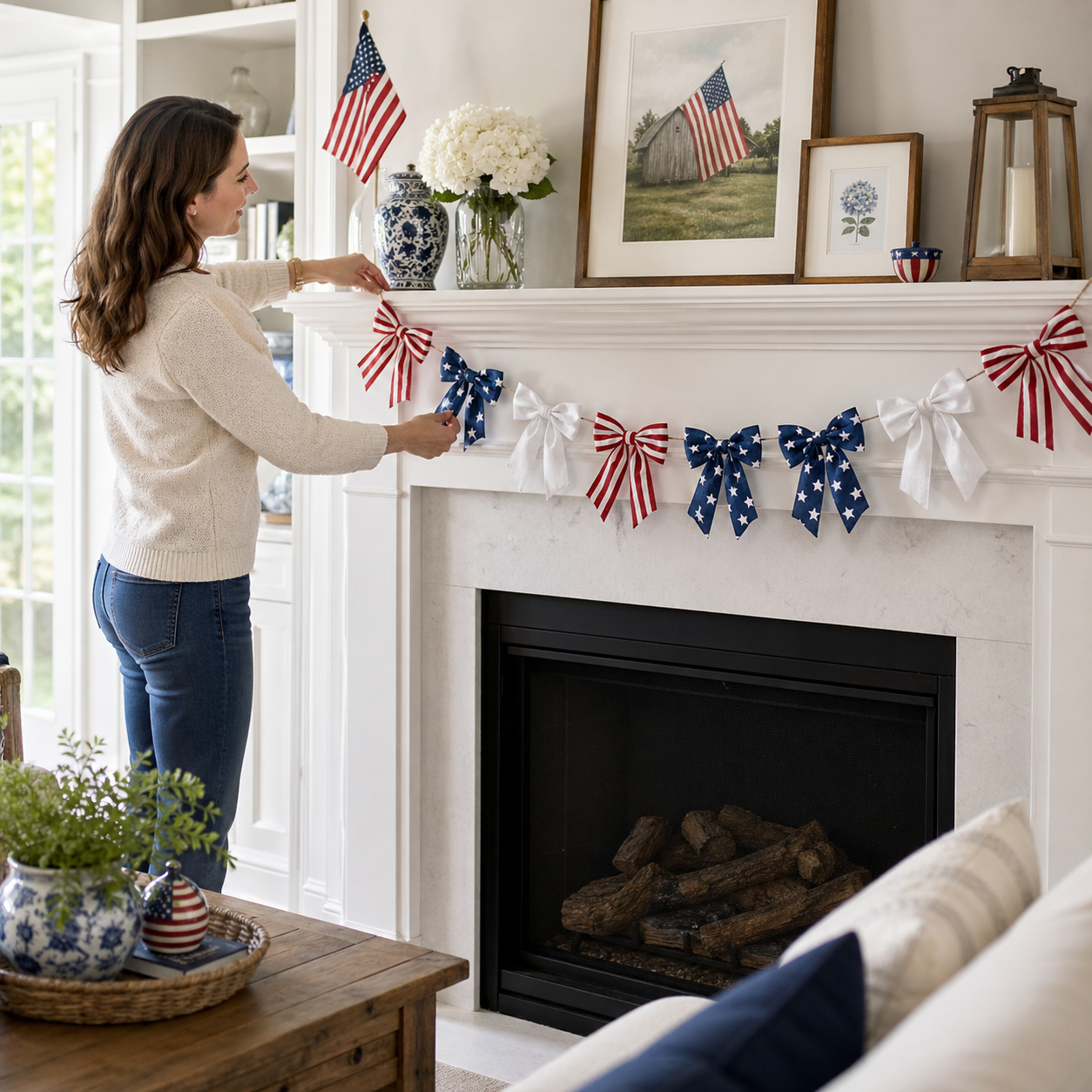 6.5 Ft Patriotic Bow Garland