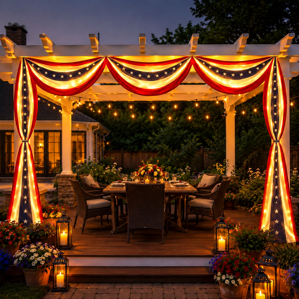 236" Lighted Patriotic Porch Banner