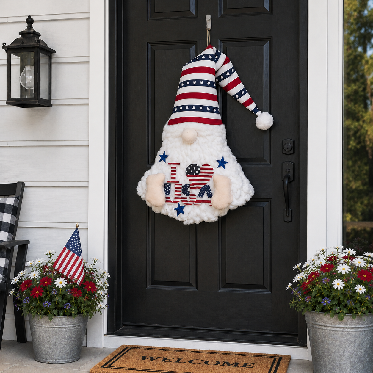 24" Lighted Patriotic Gnome Front Door Decor