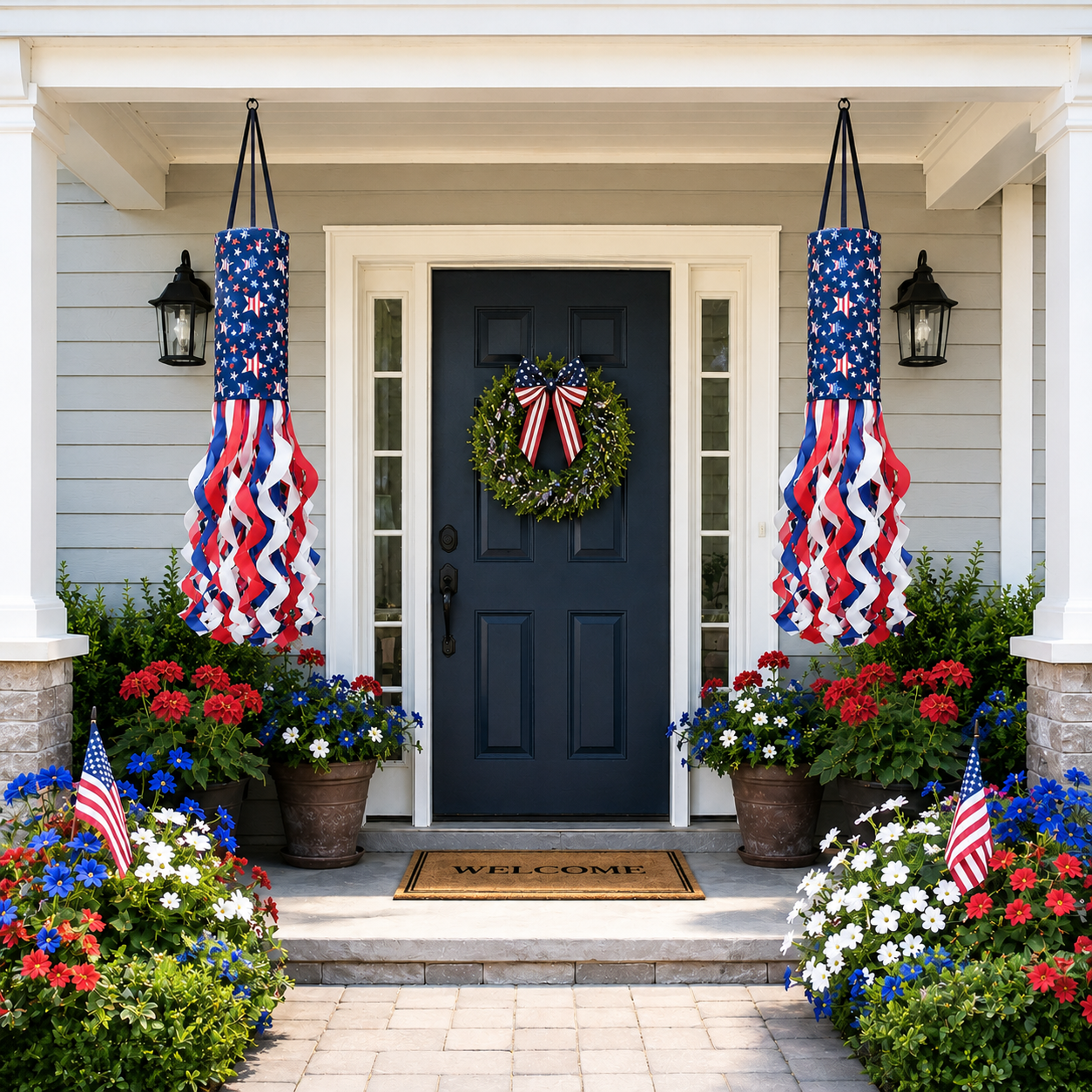 Lighted Patriotic Hanging Windsock