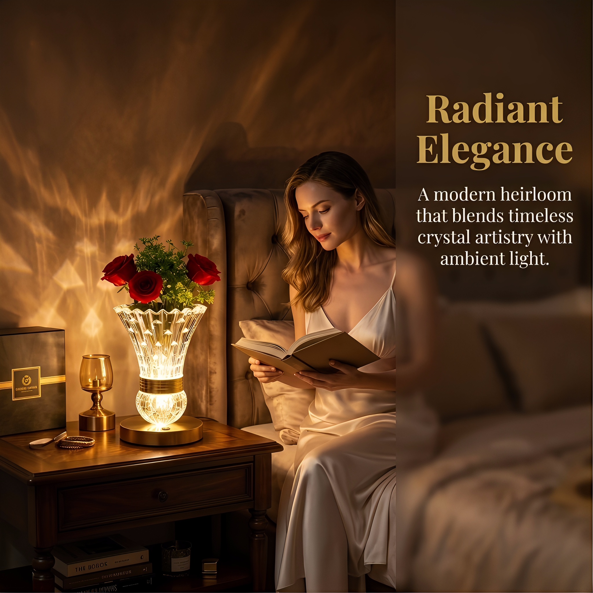 2-in-1 Crystal Vase Table Lamp