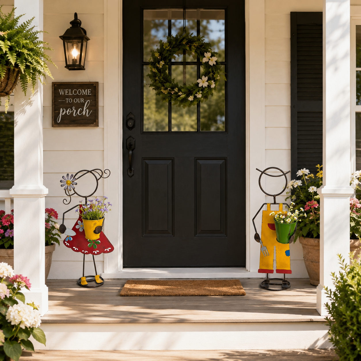 Cute Metal Garden Planter Statue
