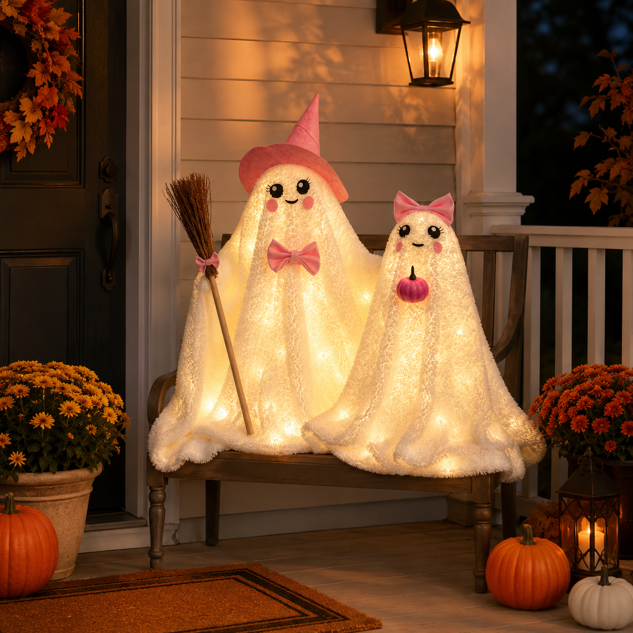 Lighted Plush Ghost Halloween Decorations