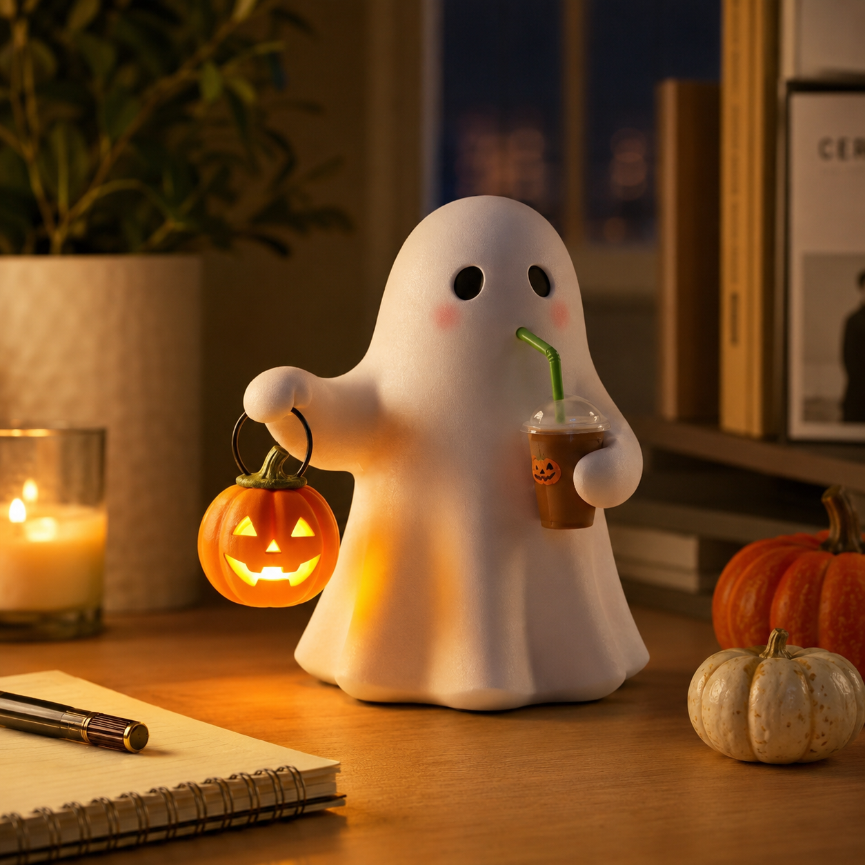 Cute Ghost Pumpkin Night Light