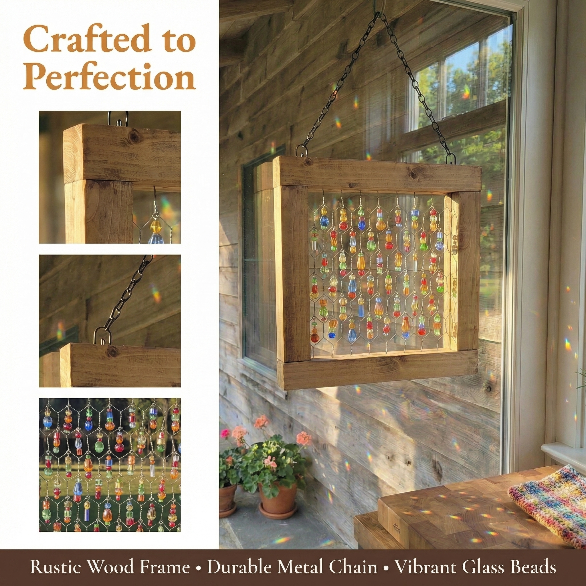 Rustic Beaded Chicken Wire Suncatcher