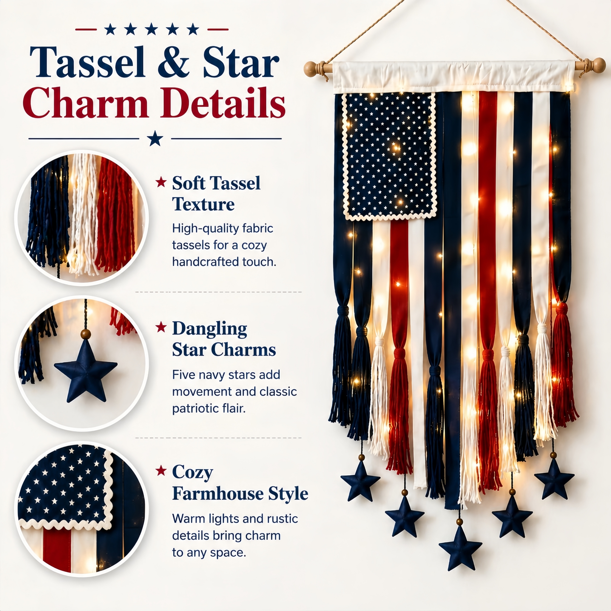 4 x 2.3 Ft Lighted Patriotic American Flag Wall Hanging