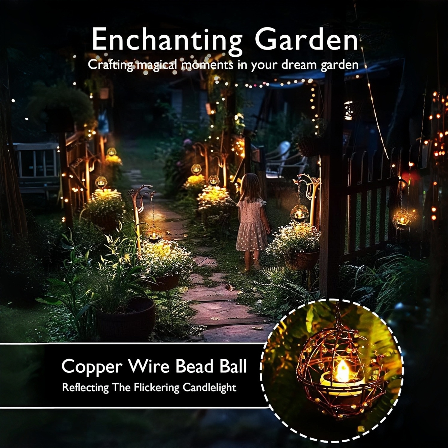 Waterproof Solar Rattan Ball Hanging Lantern with Flickering Tea Light