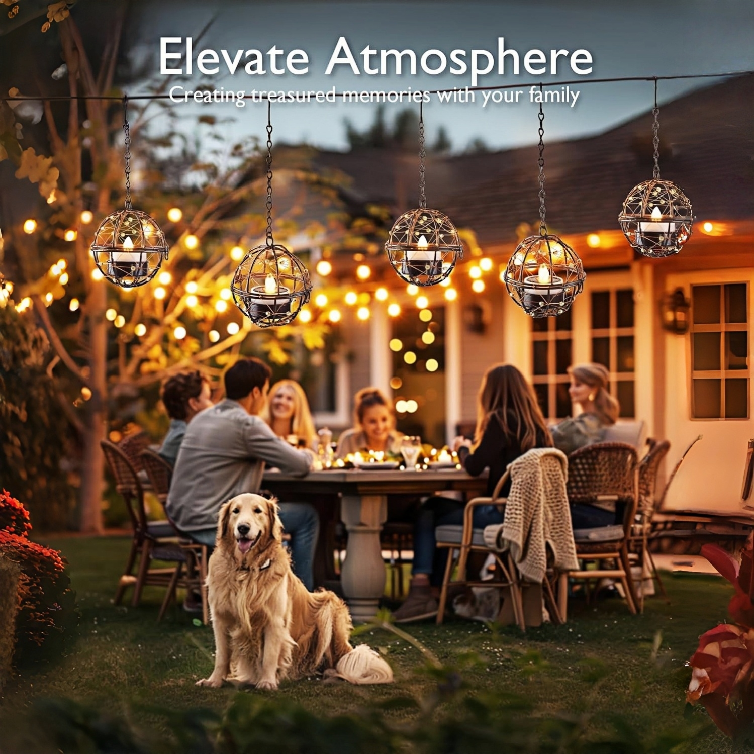 Waterproof Solar Rattan Ball Hanging Lantern with Flickering Tea Light