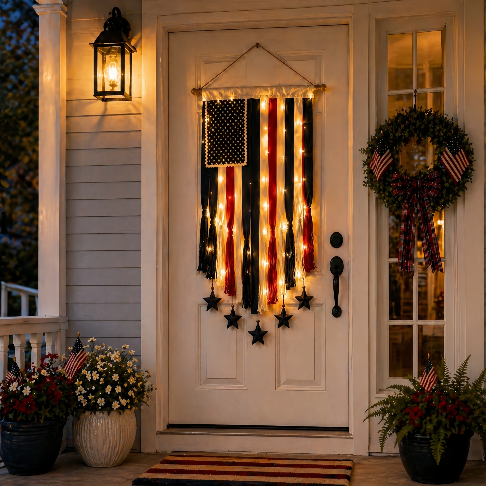 4 x 2.3 Ft Lighted Patriotic American Flag Wall Hanging