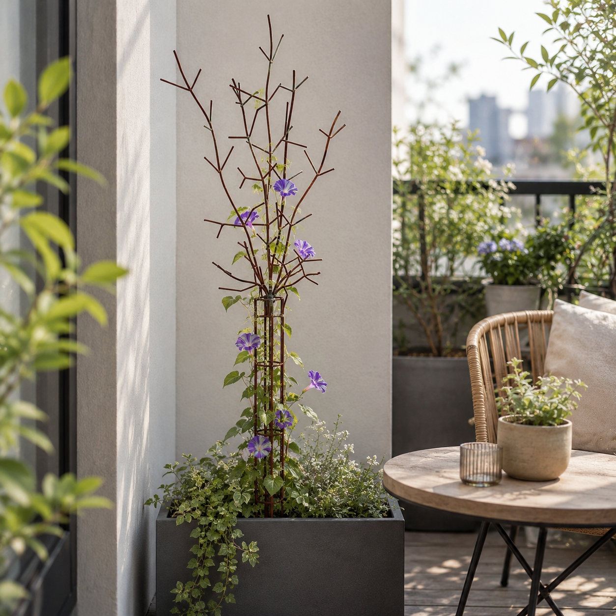 Rustic Wrought Iron Branch Garden Trellis