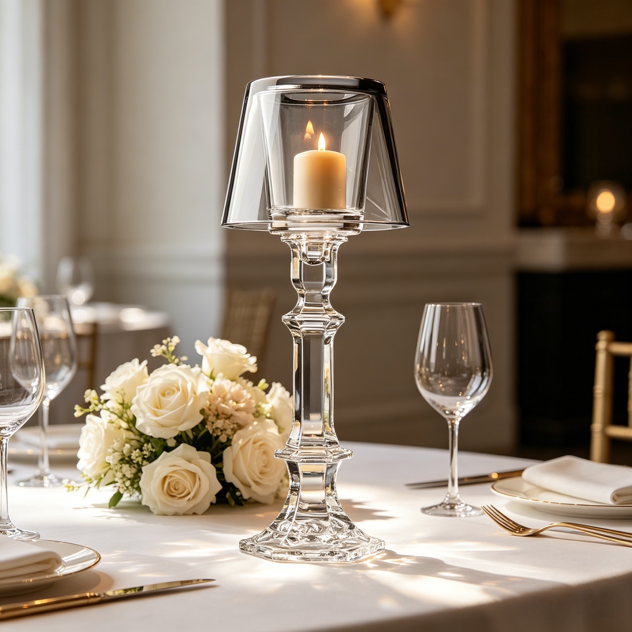 Elegant Crystal Hurricane Candleholder