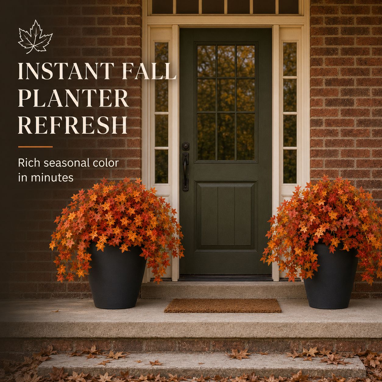 Artificial Cascading Maple Leaf Bush for Fall Outdoor Decor