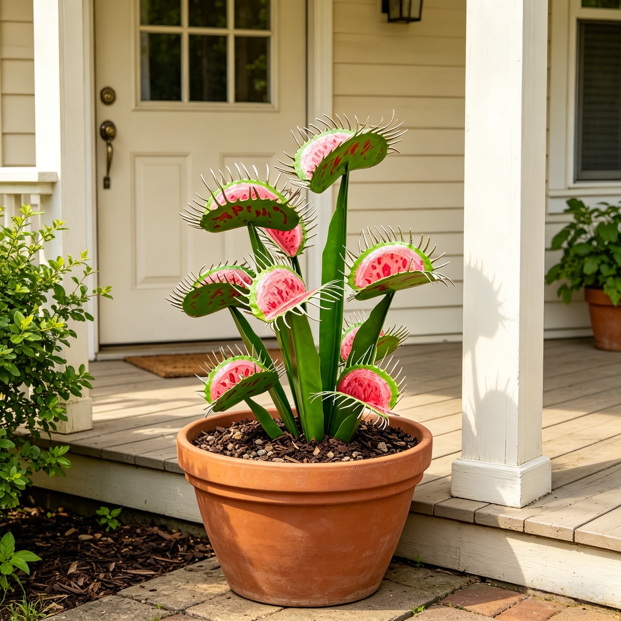 Metal Handpainted Venus Flytrap Garden Sculpture