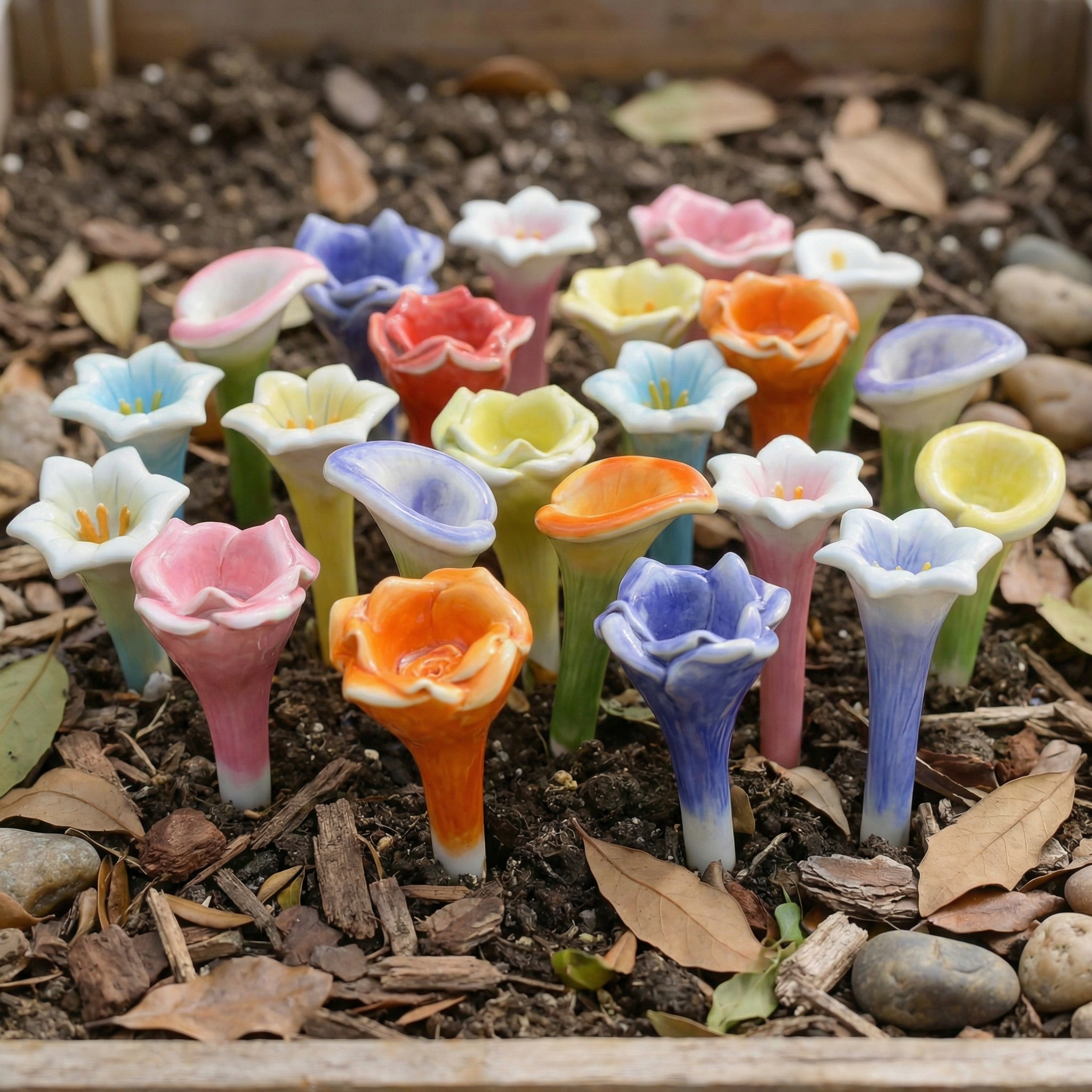 Ceramic Flower Bee Water Cup Stake