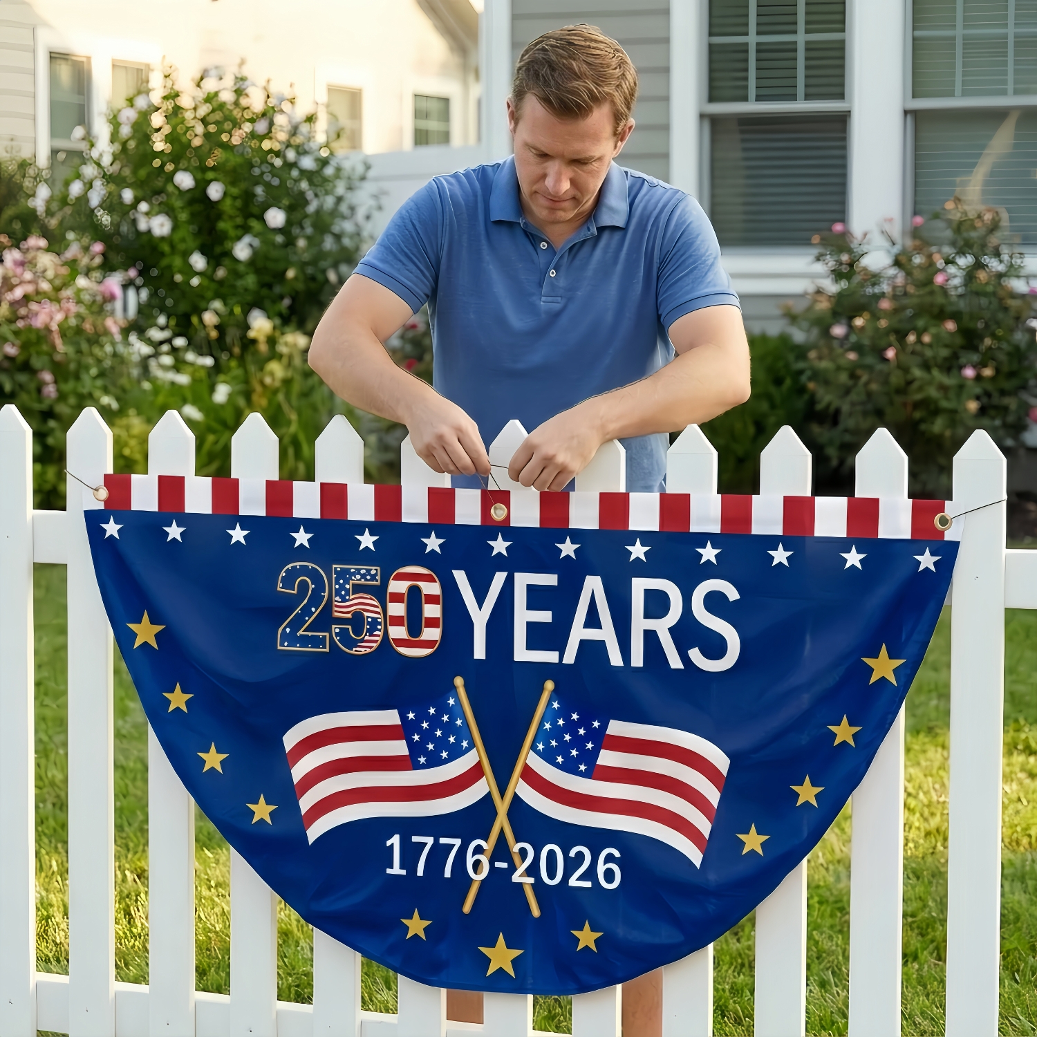 America 250 Patriotic Bunting Banner