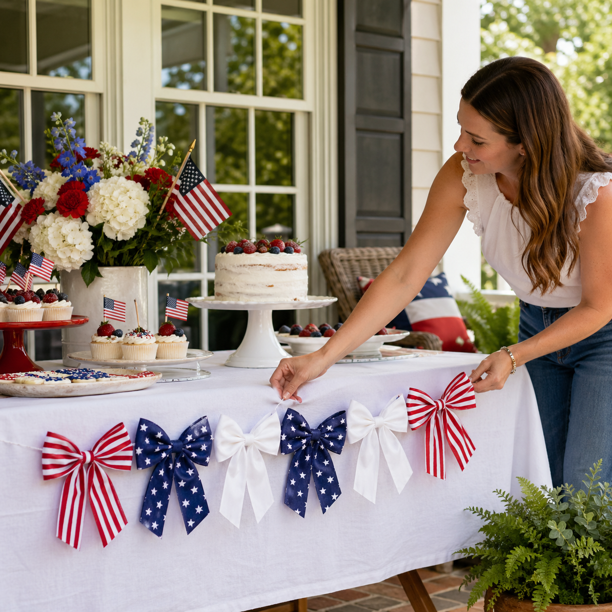 6.5 Ft Patriotic Bow Garland