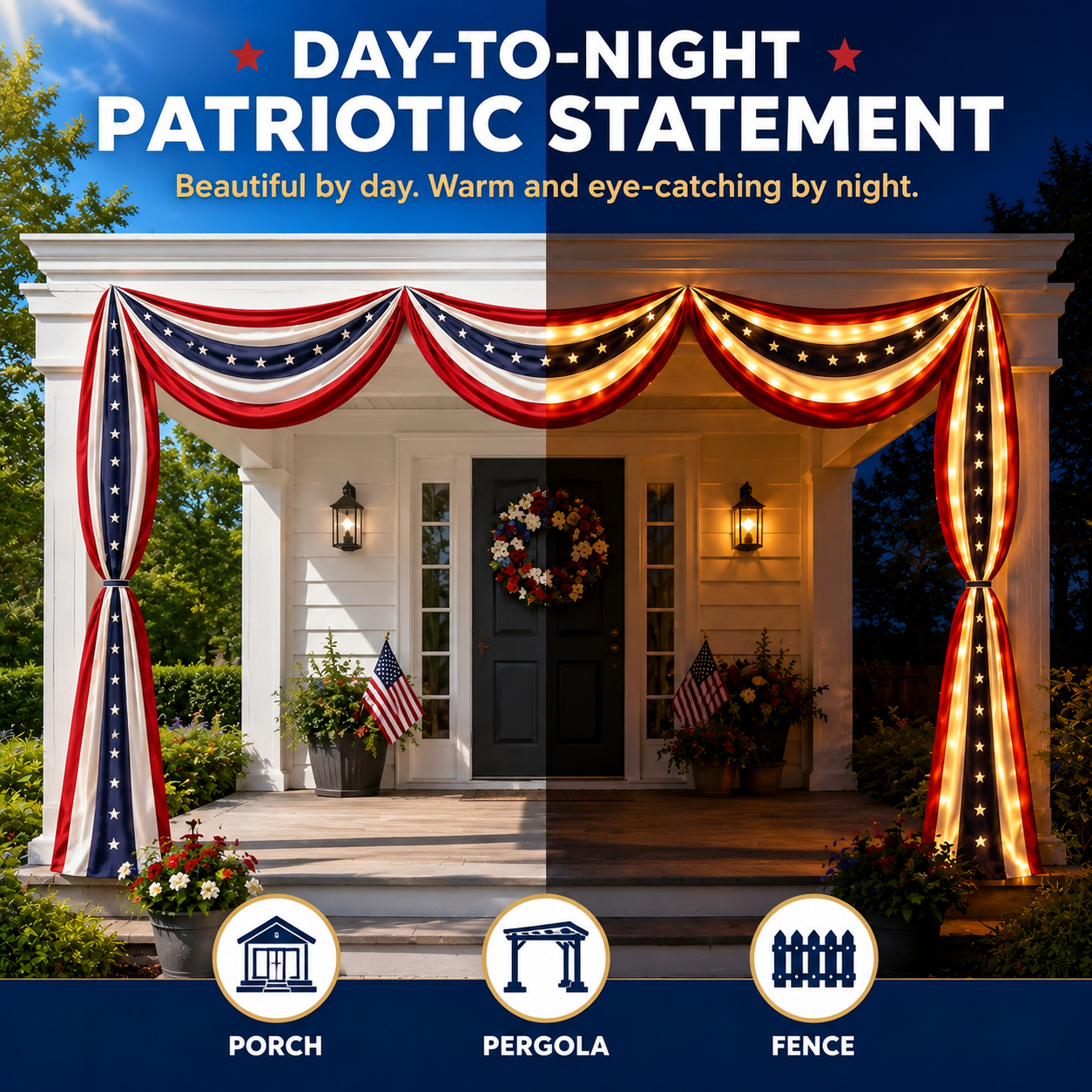 236" Lighted Patriotic Porch Banner