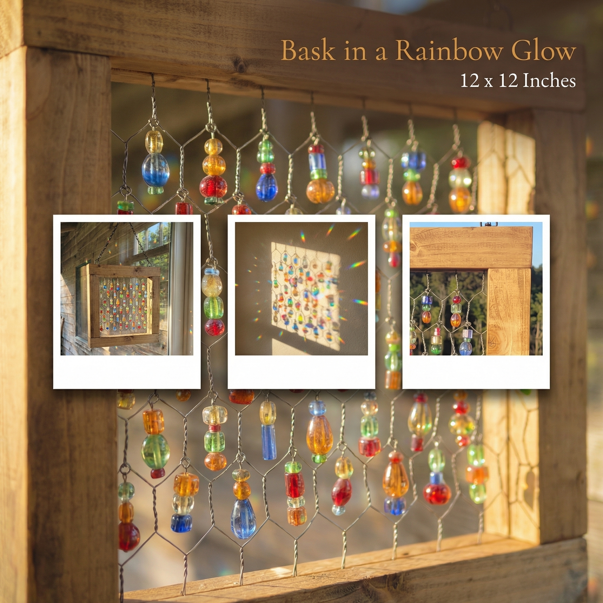 Rustic Beaded Chicken Wire Suncatcher