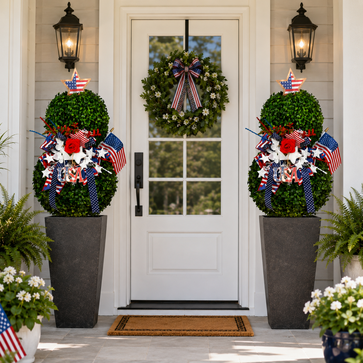 4th of July Patriotic Artificial Topiary Garden Stake
