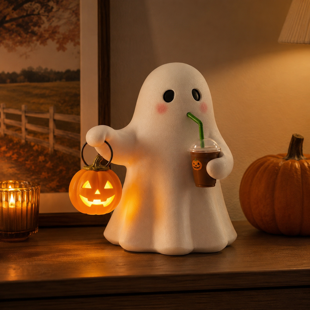 Cute Ghost Pumpkin Night Light