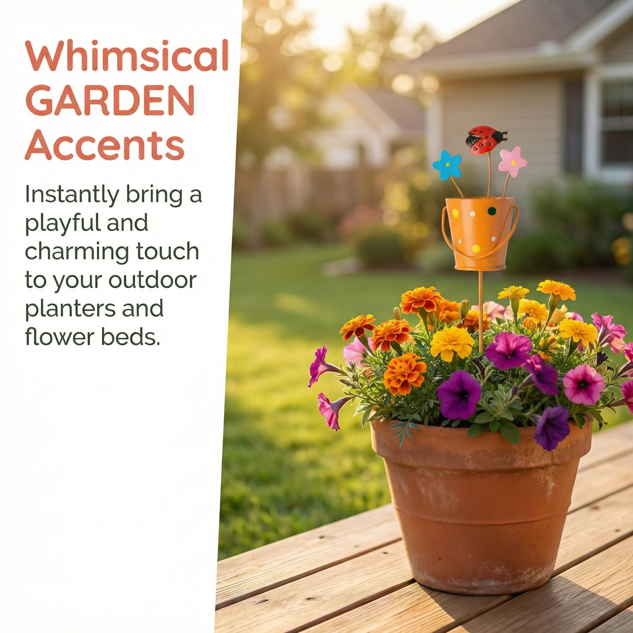 Set of 3 Metal Flower Pot Garden Stakes