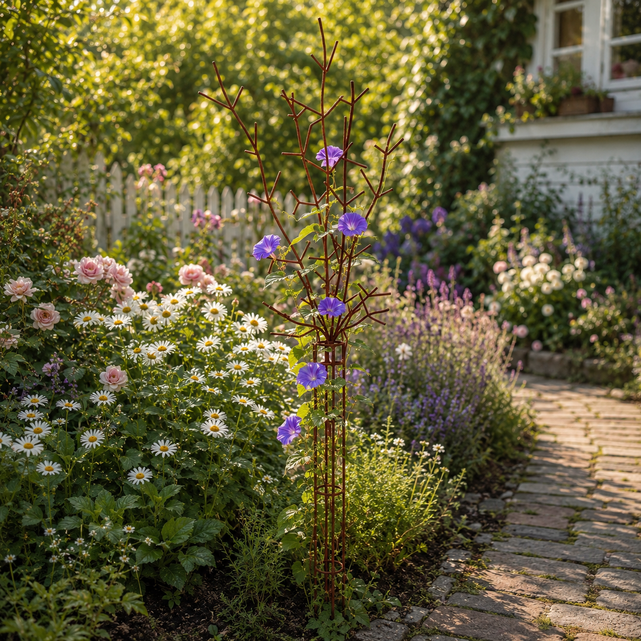Rustic Wrought Iron Branch Garden Trellis