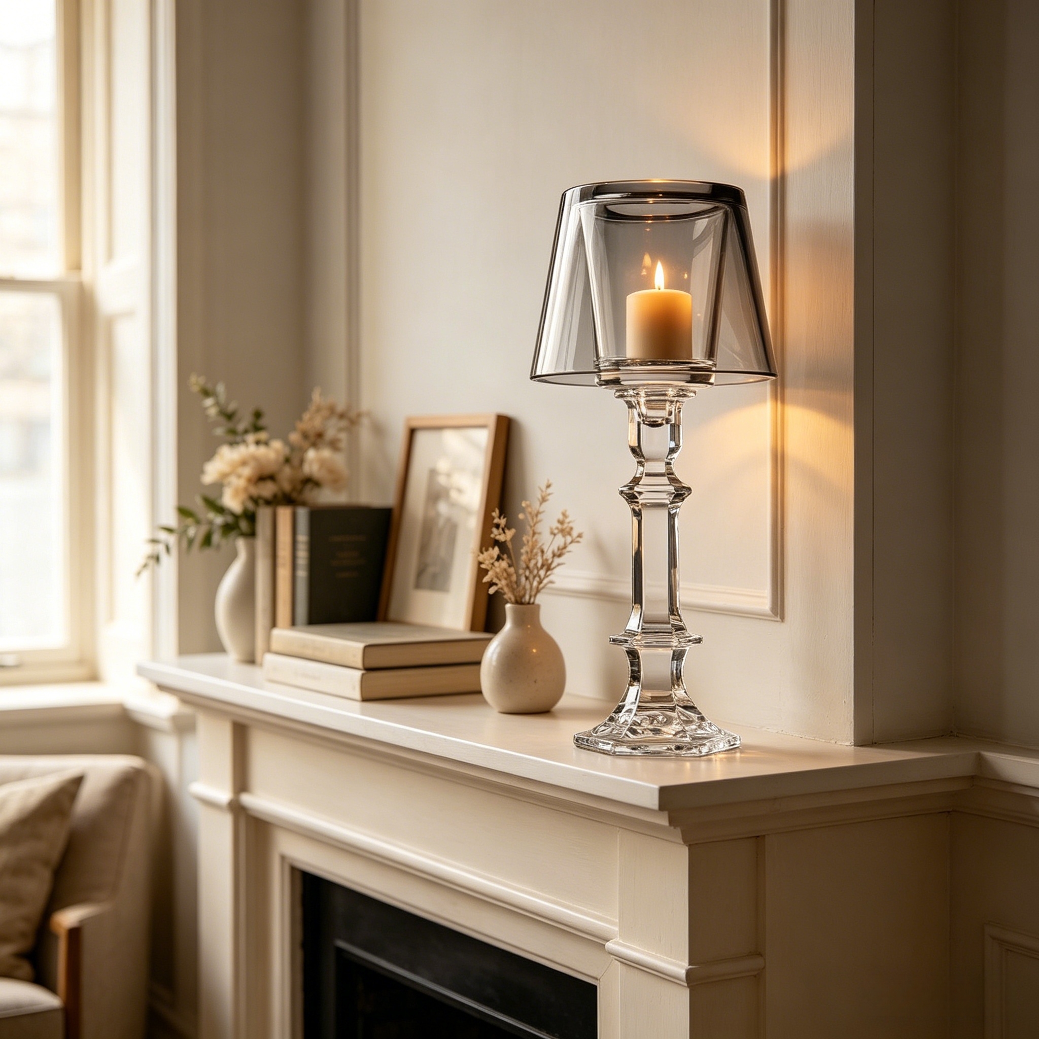 Elegant Crystal Hurricane Candleholder