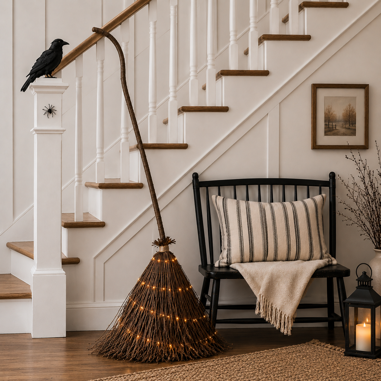 Light-Up Witch’s Broom Halloween Decor