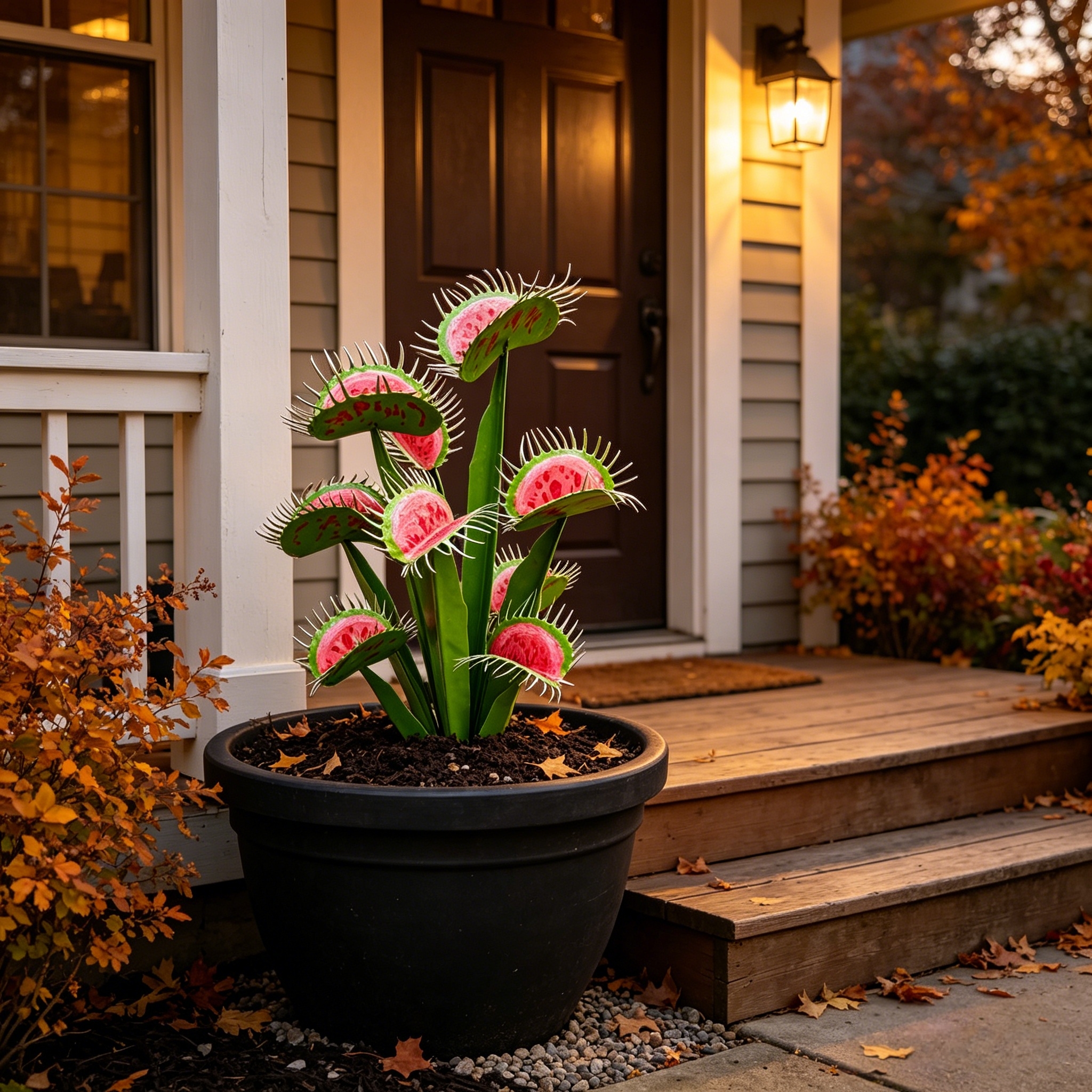 Metal Handpainted Venus Flytrap Garden Sculpture