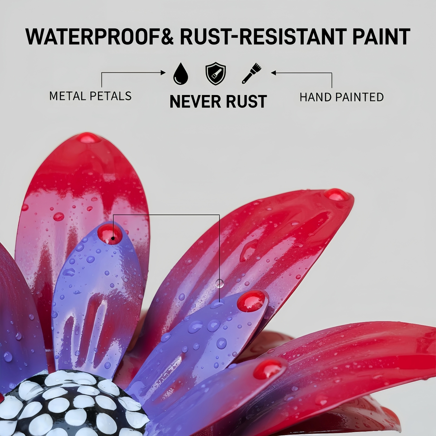 Rustic Metal Colorful Flowers Garden Stakes