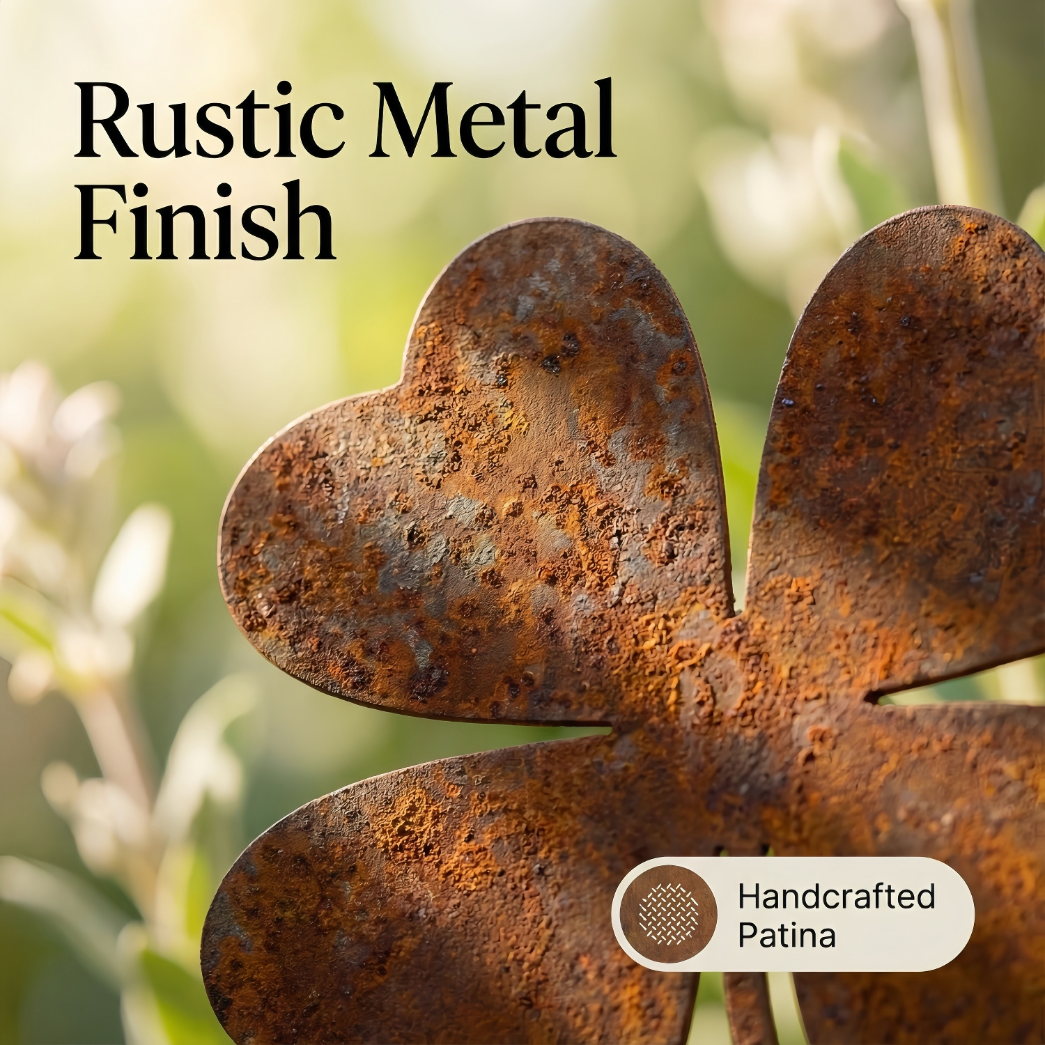 Rustic Four-Leaf Clover Metal Garden Stake