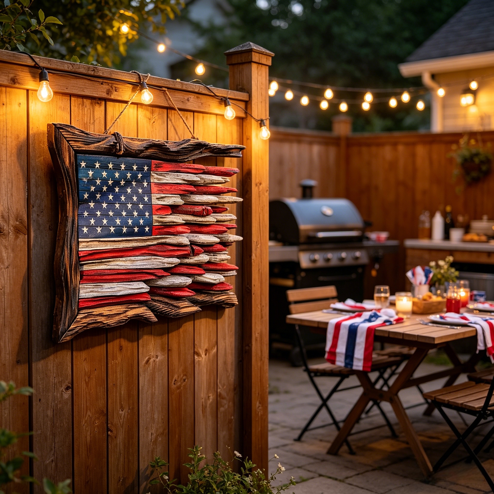 Handcrafted 3D Wooden American Flag Wall Decor
