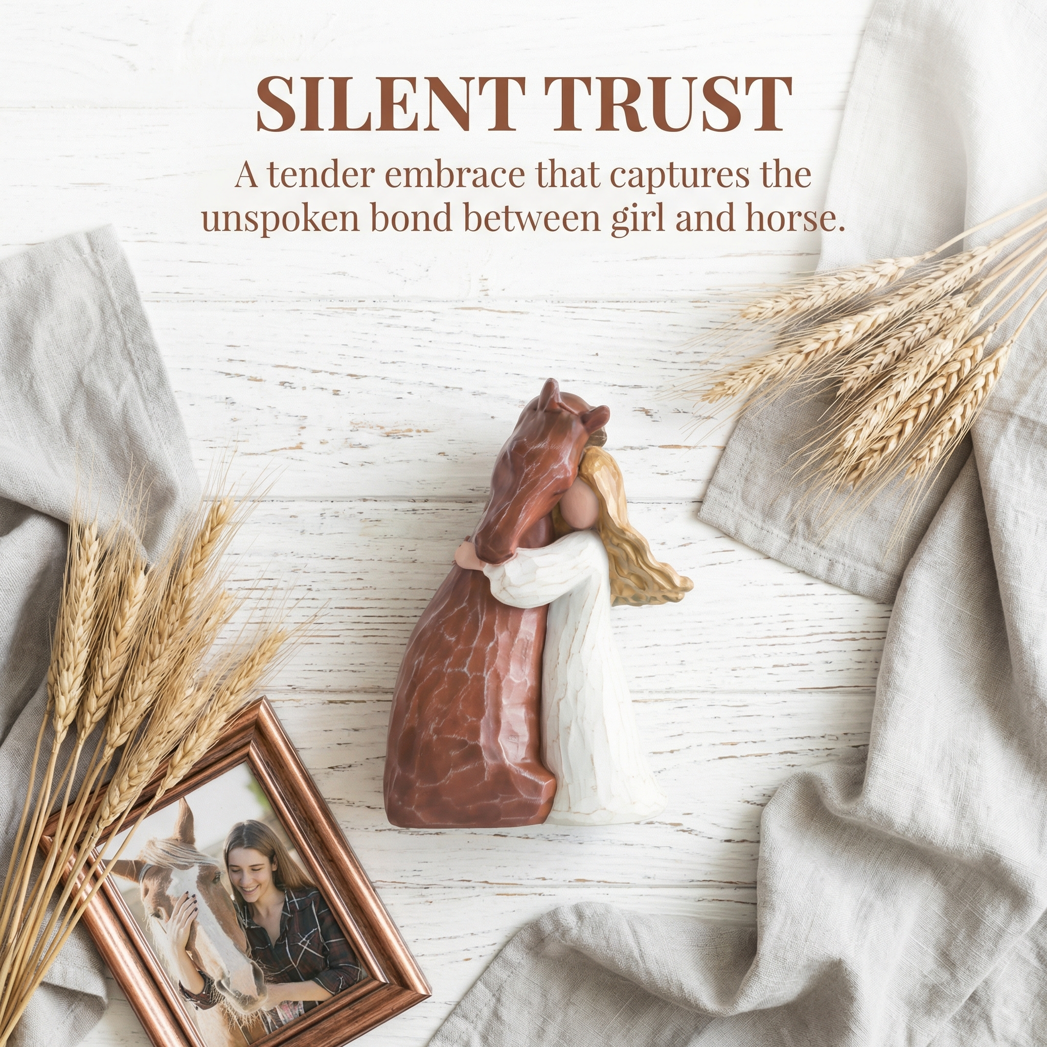 Girl Hugging Horse Figurine