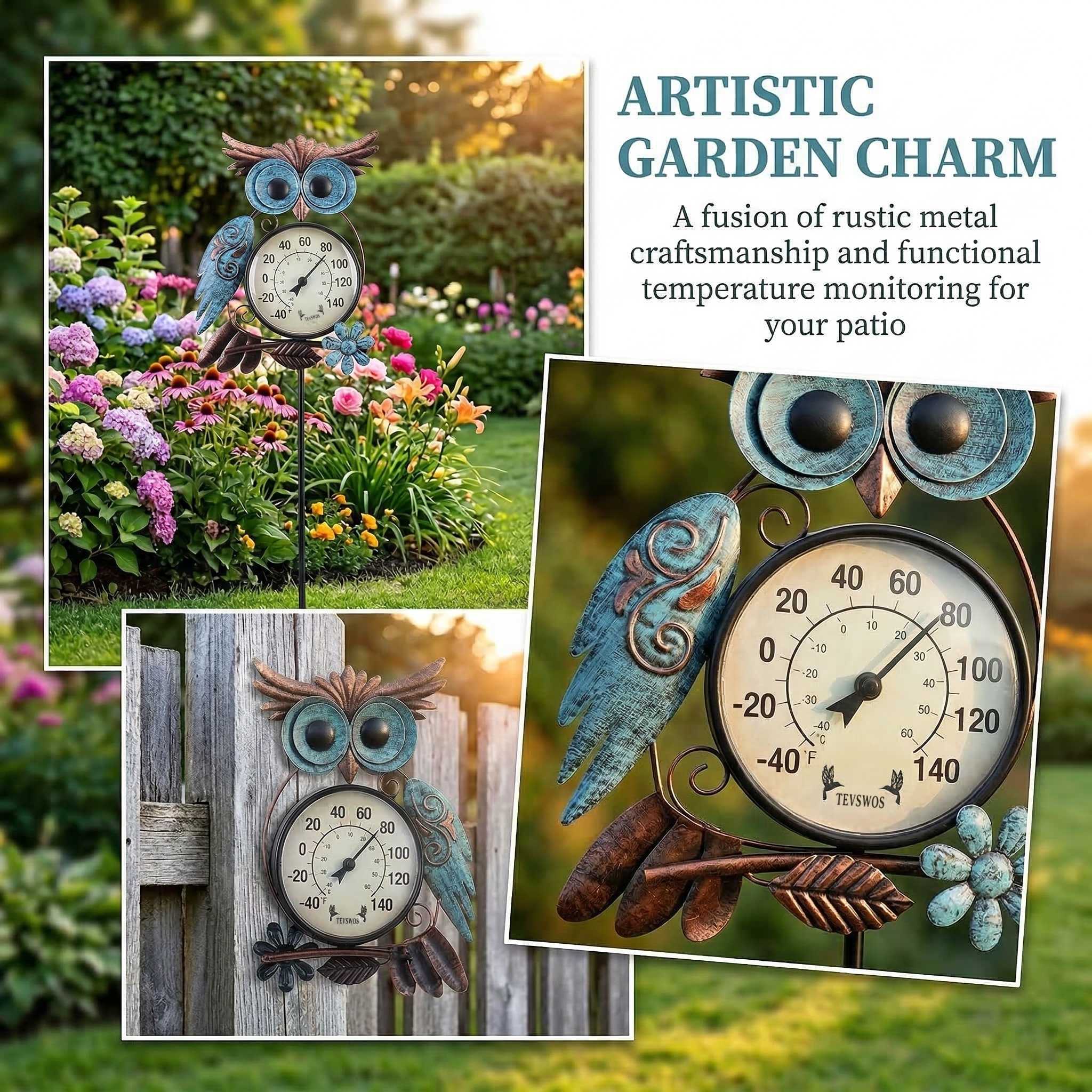 Outdoor Owl Garden Thermometer