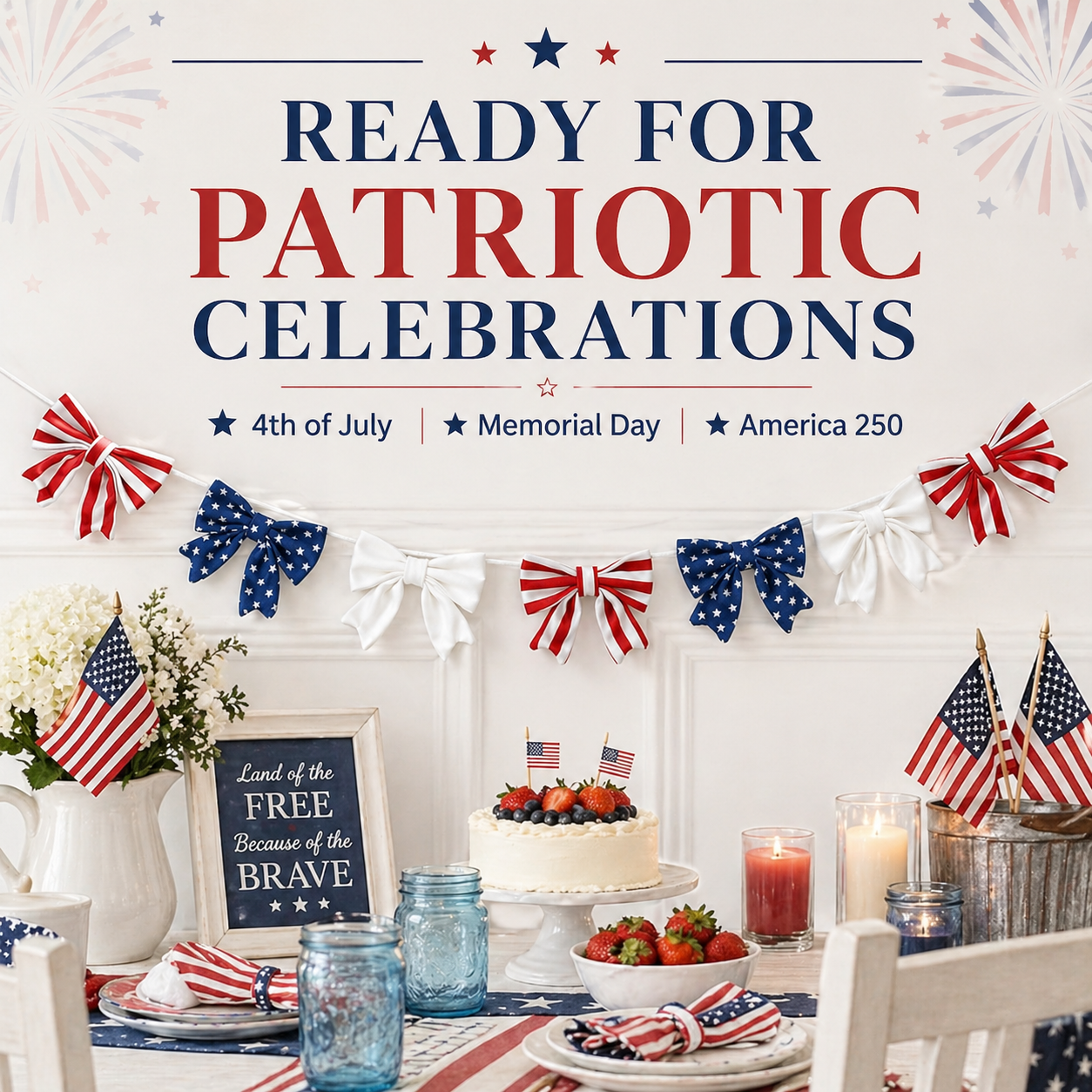 6.5 Ft Patriotic Bow Garland