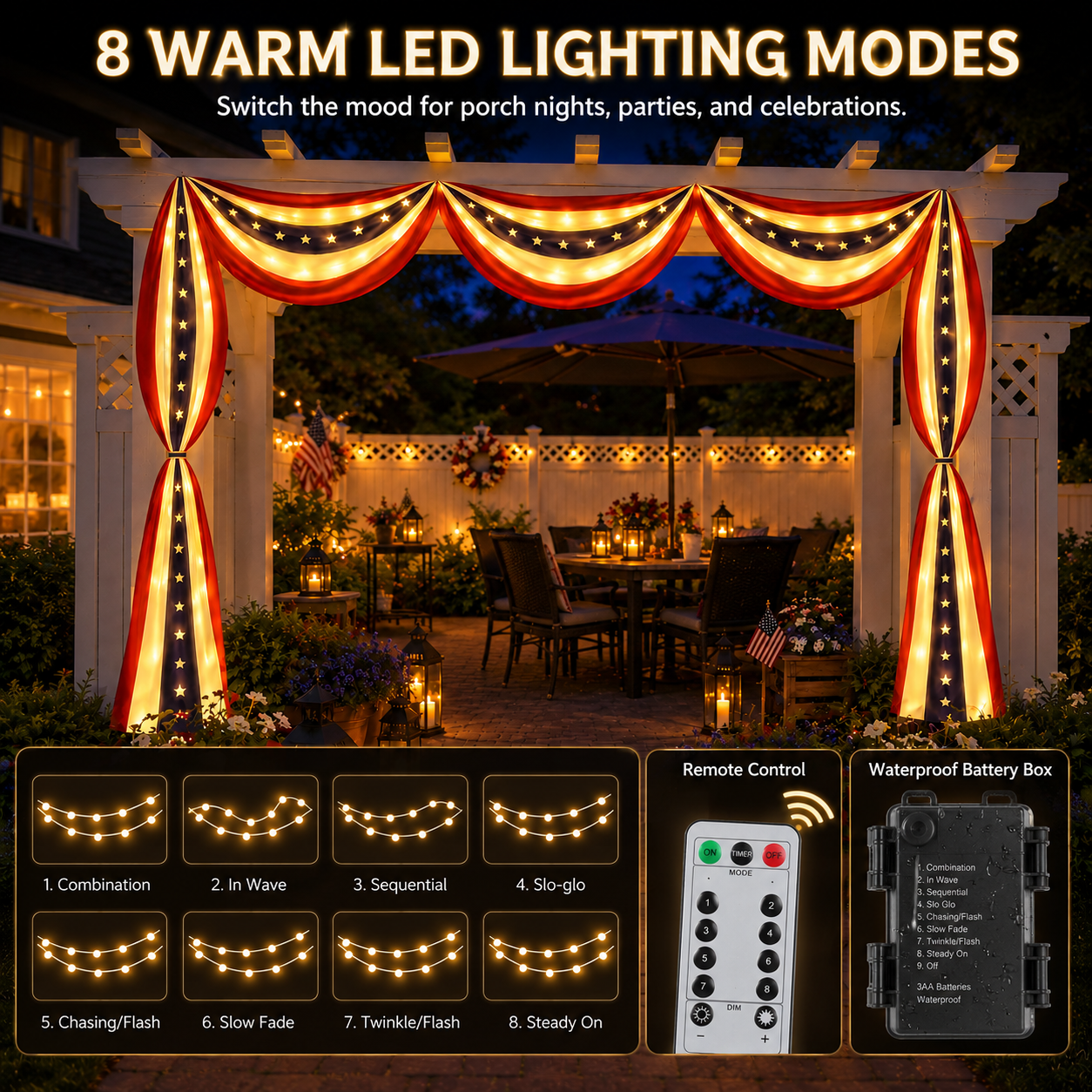 236" Lighted Patriotic Porch Banner