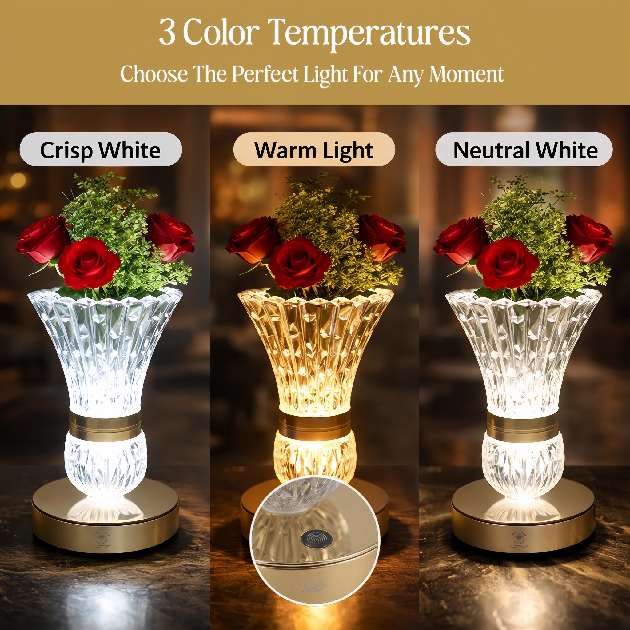 2-in-1 Crystal Vase Table Lamp