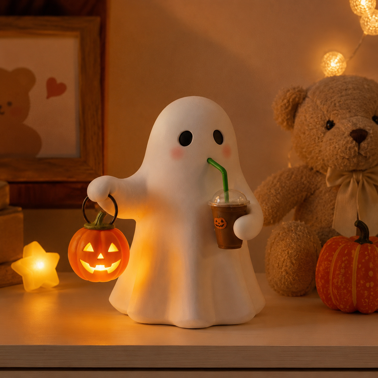 Cute Ghost Pumpkin Night Light