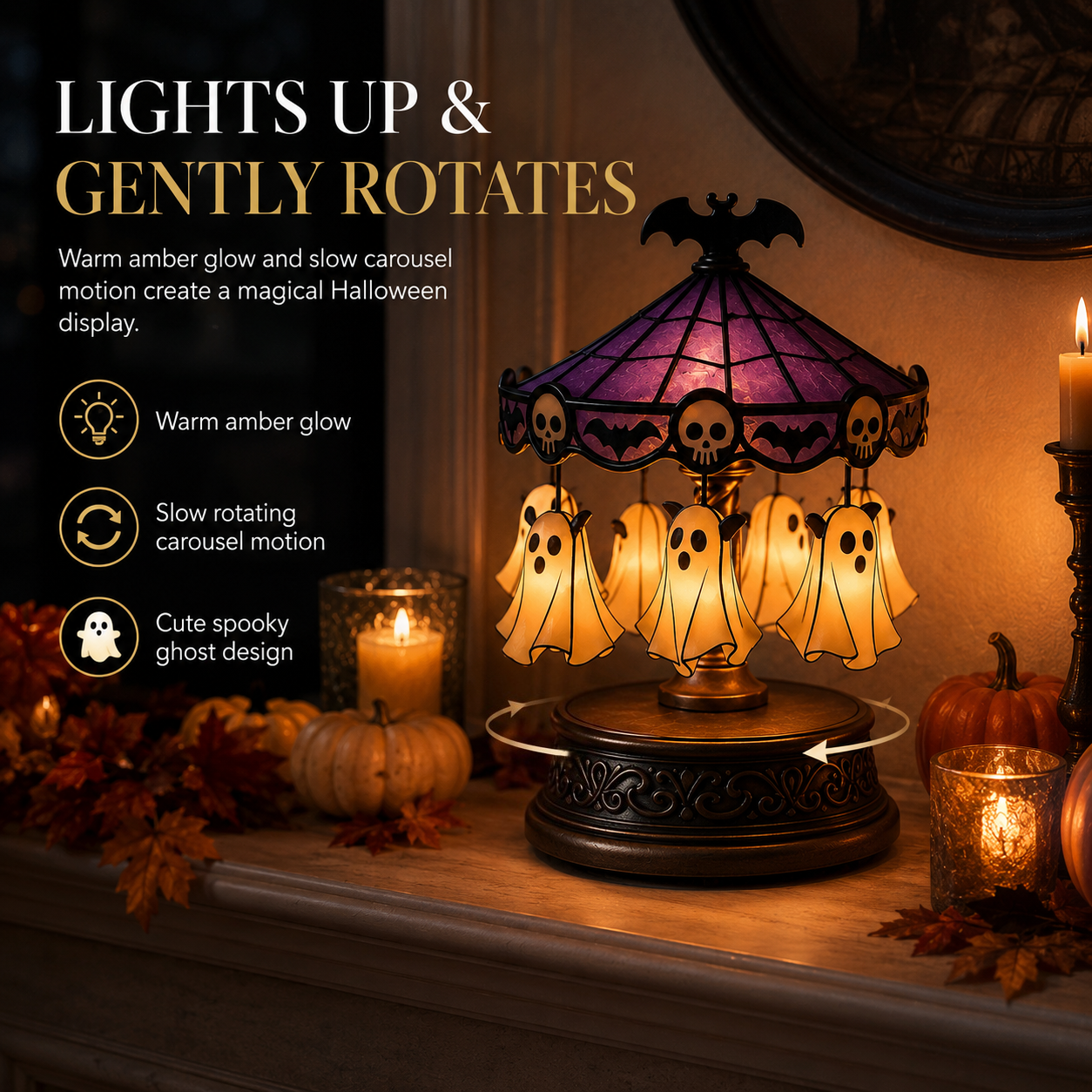 Halloween Ghost Carousel Table Lamp