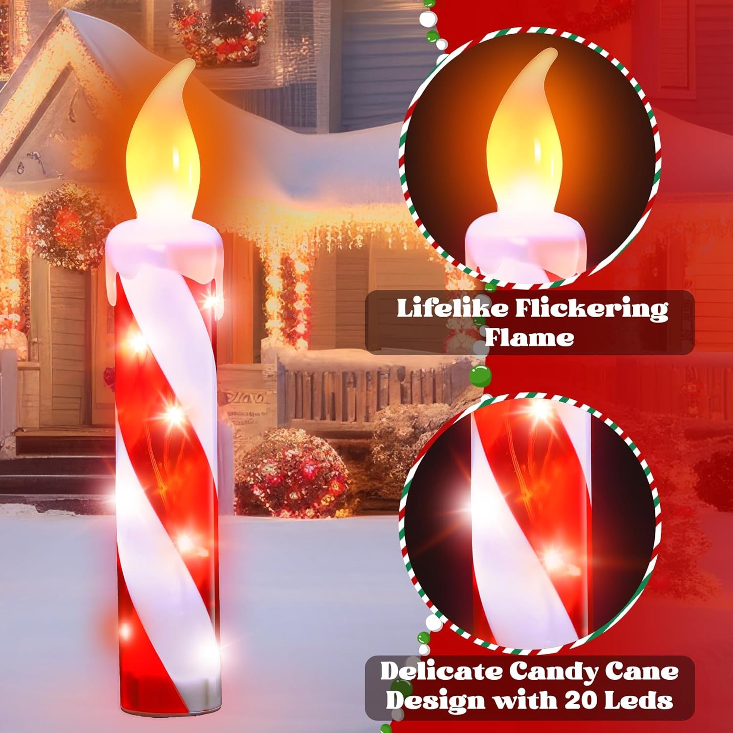 Christmas Candy Cane Candle Pathway Lights